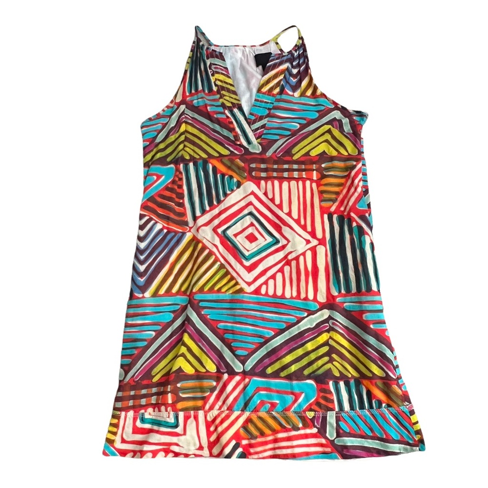 J. Crew Collection Geo Brushstroke Mini Sheath Dress Multicolor Cotton - Picture 2 of 10